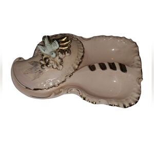 Vintage light pink ceramic ashtray with lid